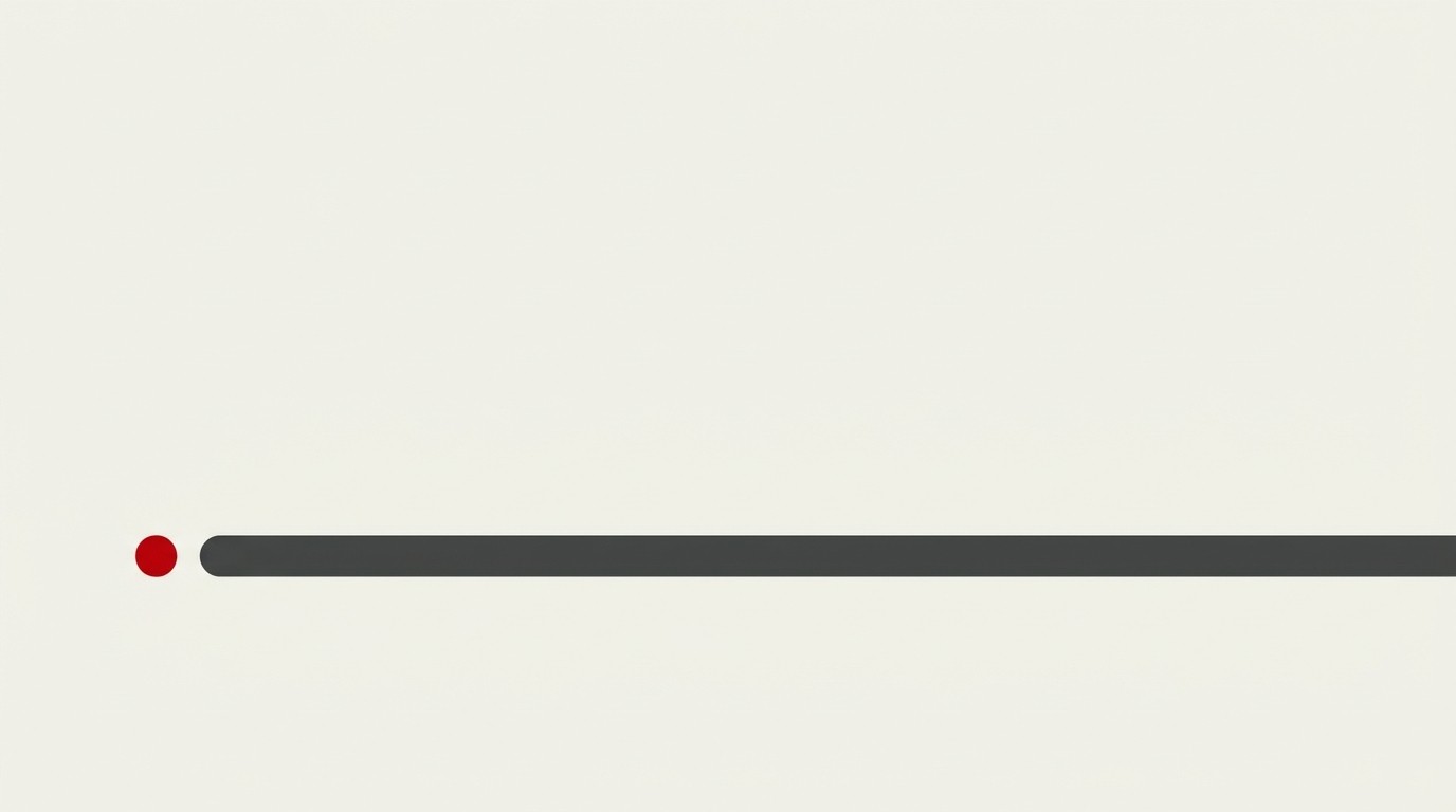 A flat horizontal line resting on a cream field with a single small red dot pinned at its lowest point, wide negative space above