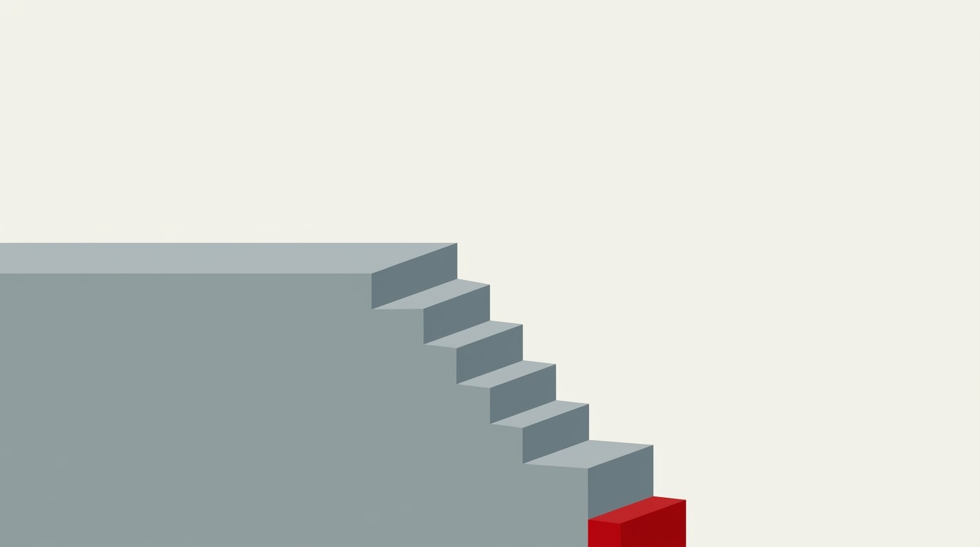 A tall stack of coins on the left shrinking down to a small stack on the right, cream background, one red arrow pointing down