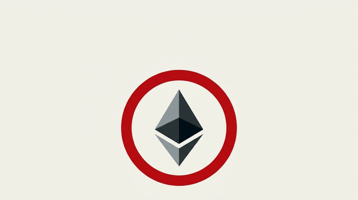 A single cream-colored coin shape sitting inside a red institutional seal outline, negative space above